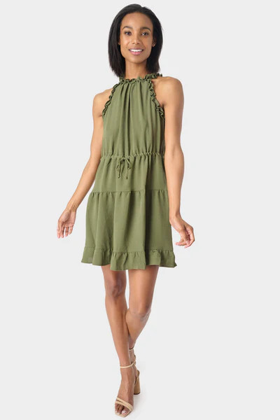 Ruffle Trimmed Halter Dress | Gibson