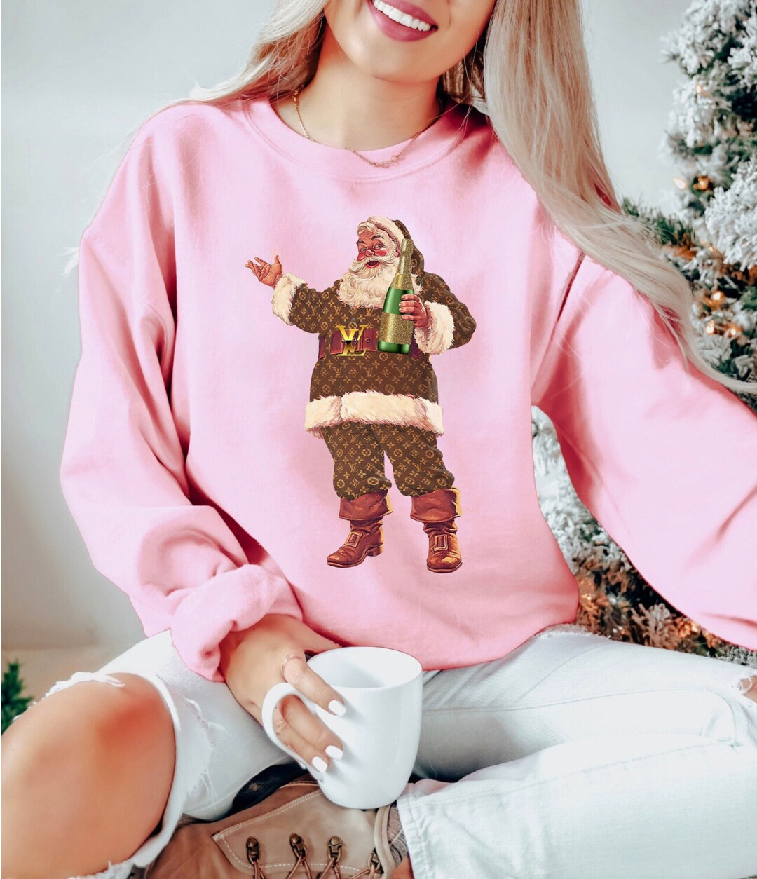 Luxe Santa Crewneck Designer Santa Hoodie Fashion Santa - Etsy | Etsy (US)