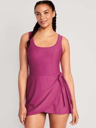 Wrap-Front Swimsuit Dress for Women | Old Navy (US)