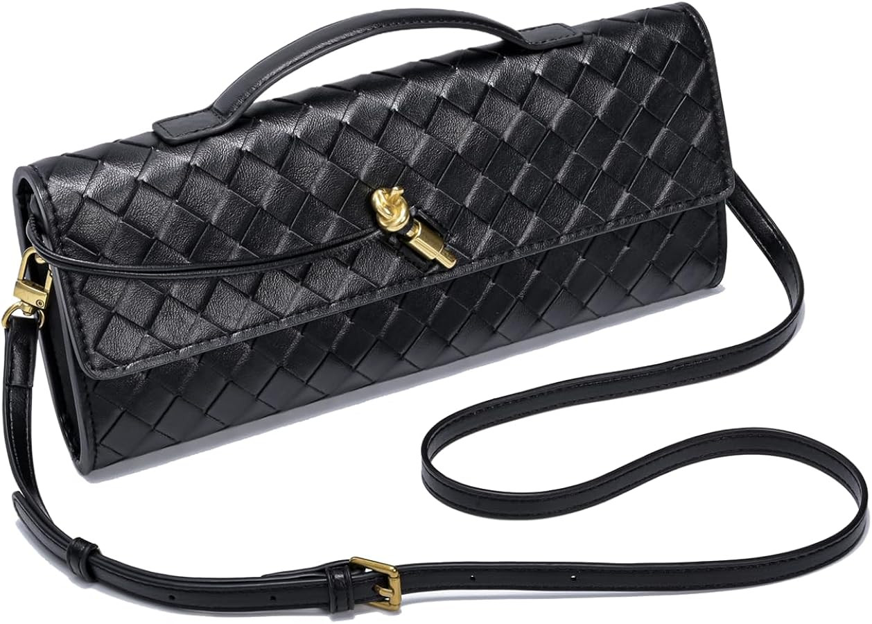 Trendy Woven Evening Clutch Purses for Women Evening Bags Handbags PU Leather Purse with Removabl... | Amazon (US)