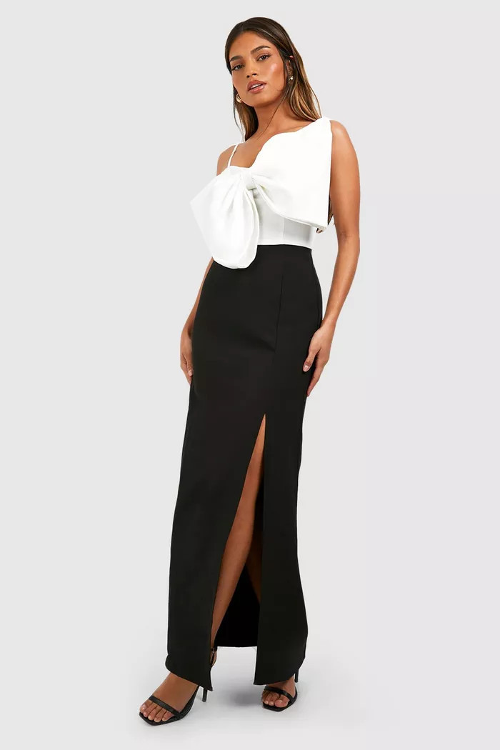 Contrast Bow Maxi Dress | boohoo (US & Canada)