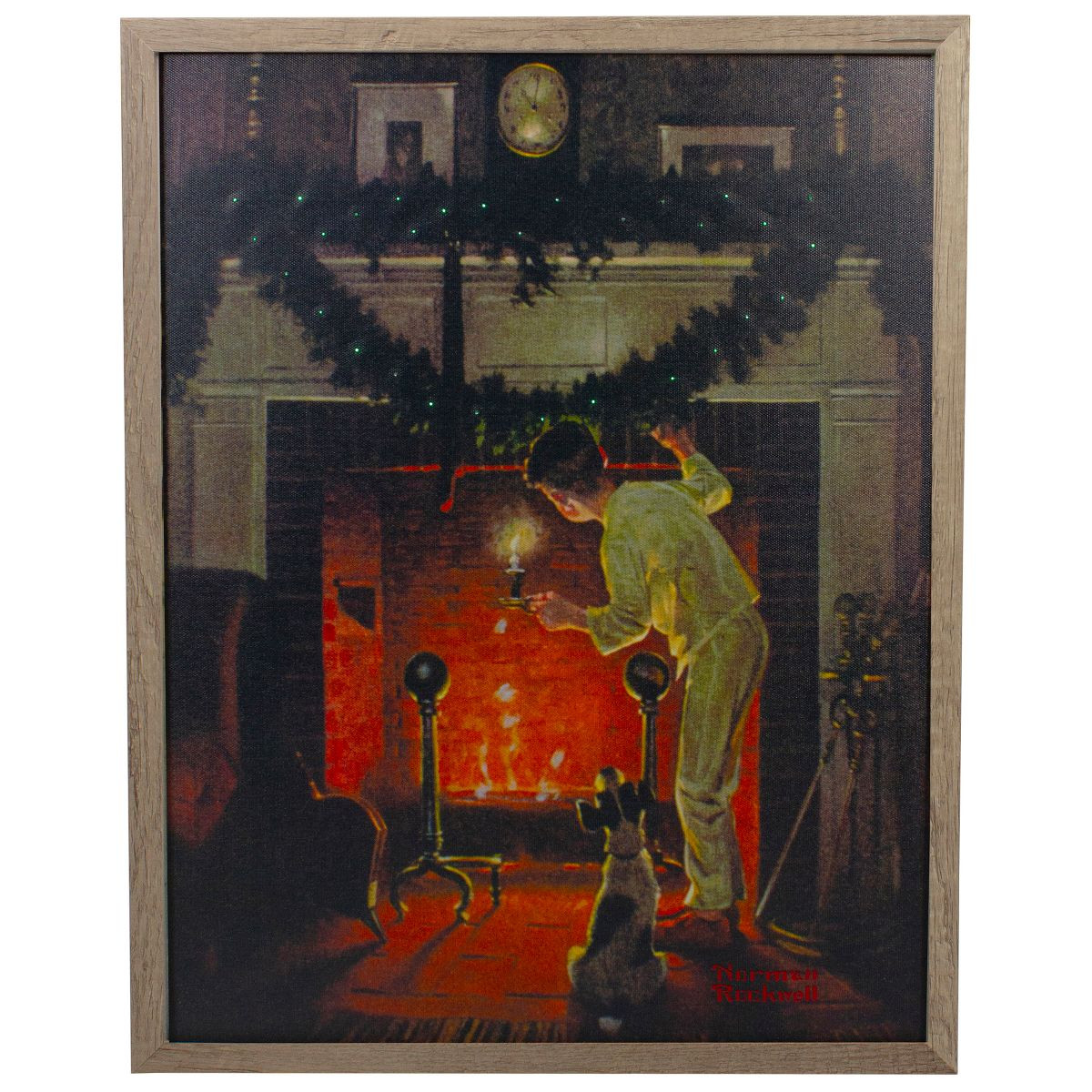 Northlight 19" Lighted Norman Rockwell 'Is He Coming?' Christmas Wall Art | Target