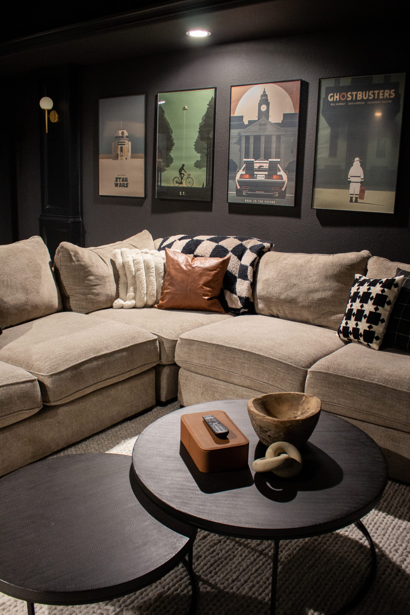 Proof that a home theater can feel warm and inviting instead of dark and overdone. I'm obsessed with this vintage modern look.

#LTKSeasonal #LTKHome