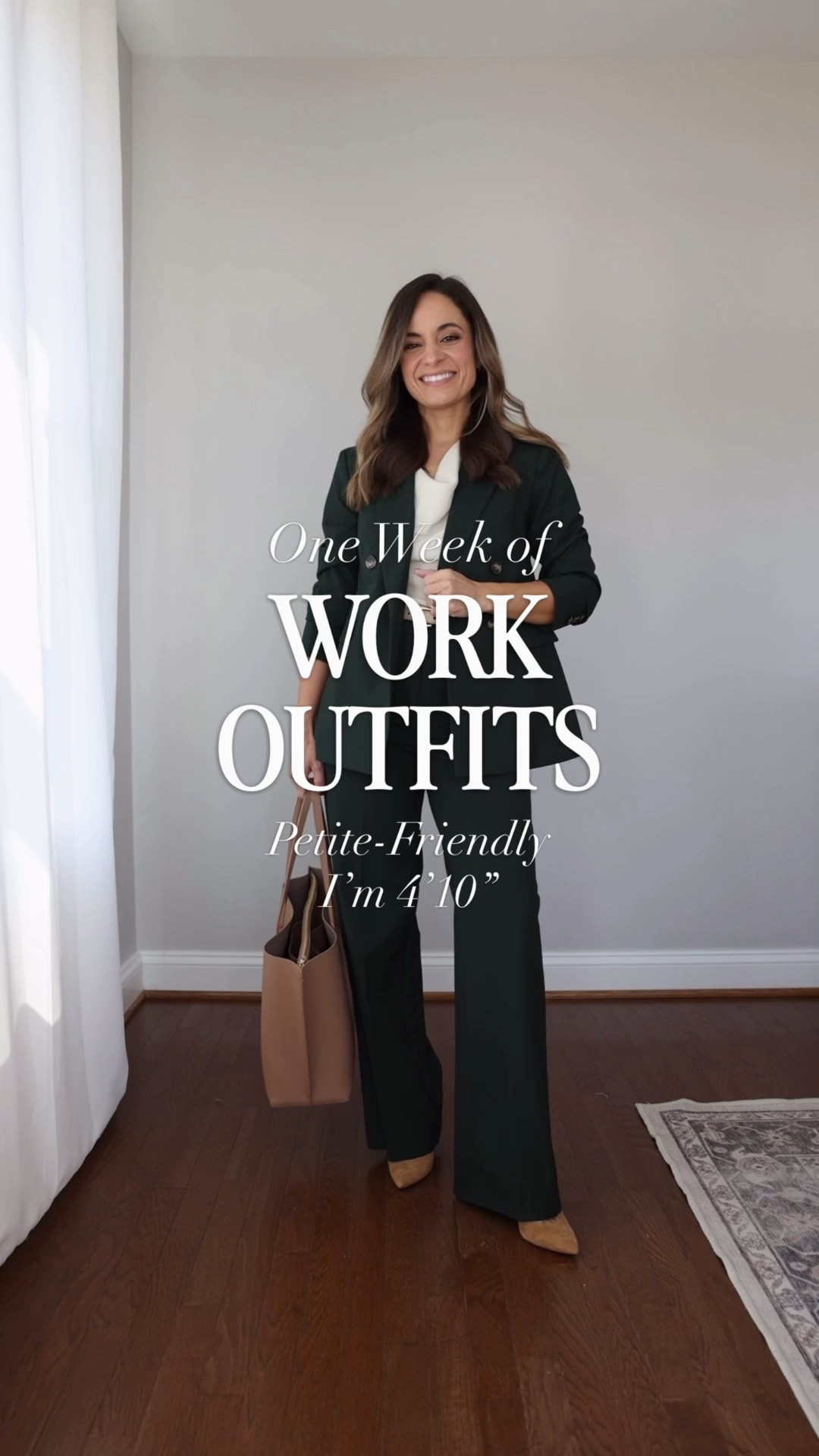 One week of outfits for work! 

Monday

Pants (Ann Taylor): petite 00 - 30” inseam, I’m wearing a 3” heel and they’re still long on me 
Top (Quince): xs 
Blazer (Ann Taylor): petite 00 (sleeves are a little long) 

Tuesday 
Pants (Ann Taylor): petite 00 - 30” inseam, I’m wearing a 3” heel and they’re still long on me 
Top (Ann Taylor): 00

Wednesday 
Skirt (JC Factory): 00 
Top (Quince): xs 
Blazer (J.Crew): 00 

Thursday 
Dress (JC Factory): petite xs - sized up 
Cardigan (Quince): xs 

Friday 
Pants (J.Crew): petite 0 / 9.5” rise / 25.5” inseam / size up 
Top (Quince): xs 
Blazer (Ann Taylor): petite 00 (sleeves run long)

#LTKPetite #LTKWorkwear