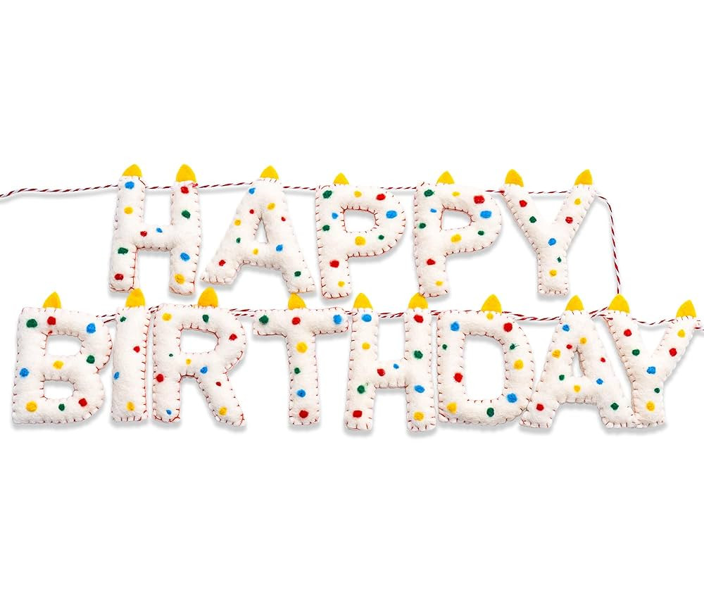 Pre-Strung Happy Birthday Banner Handmade Wool Felt HAPPY BIRTHDAY Garland, Reusable Rainbow Part... | Amazon (US)