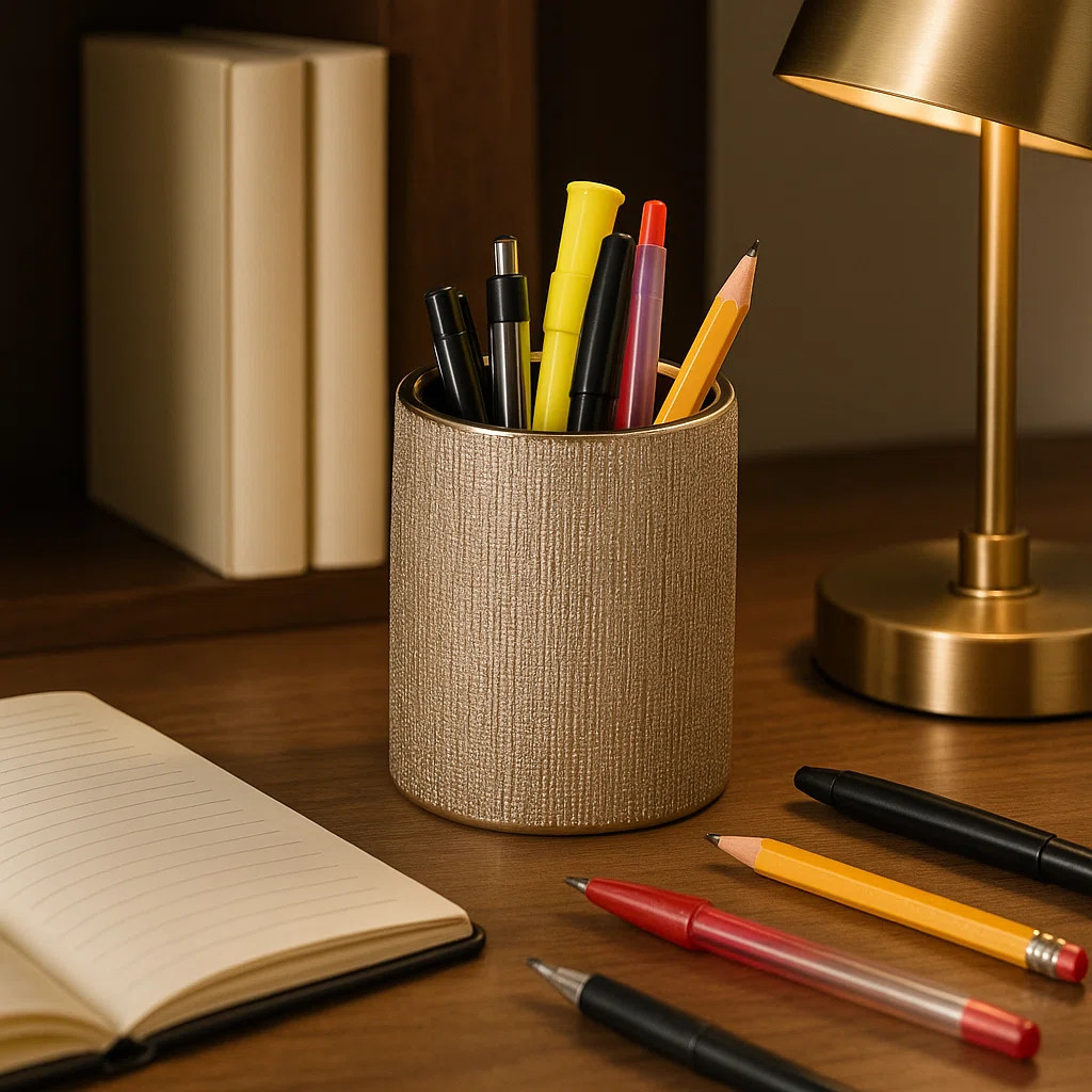 Mercury Row\u00ae 4" Ceramic Pen Holder with Contemporary Beaded Design - Home, School or Office ... | Wayfair North America