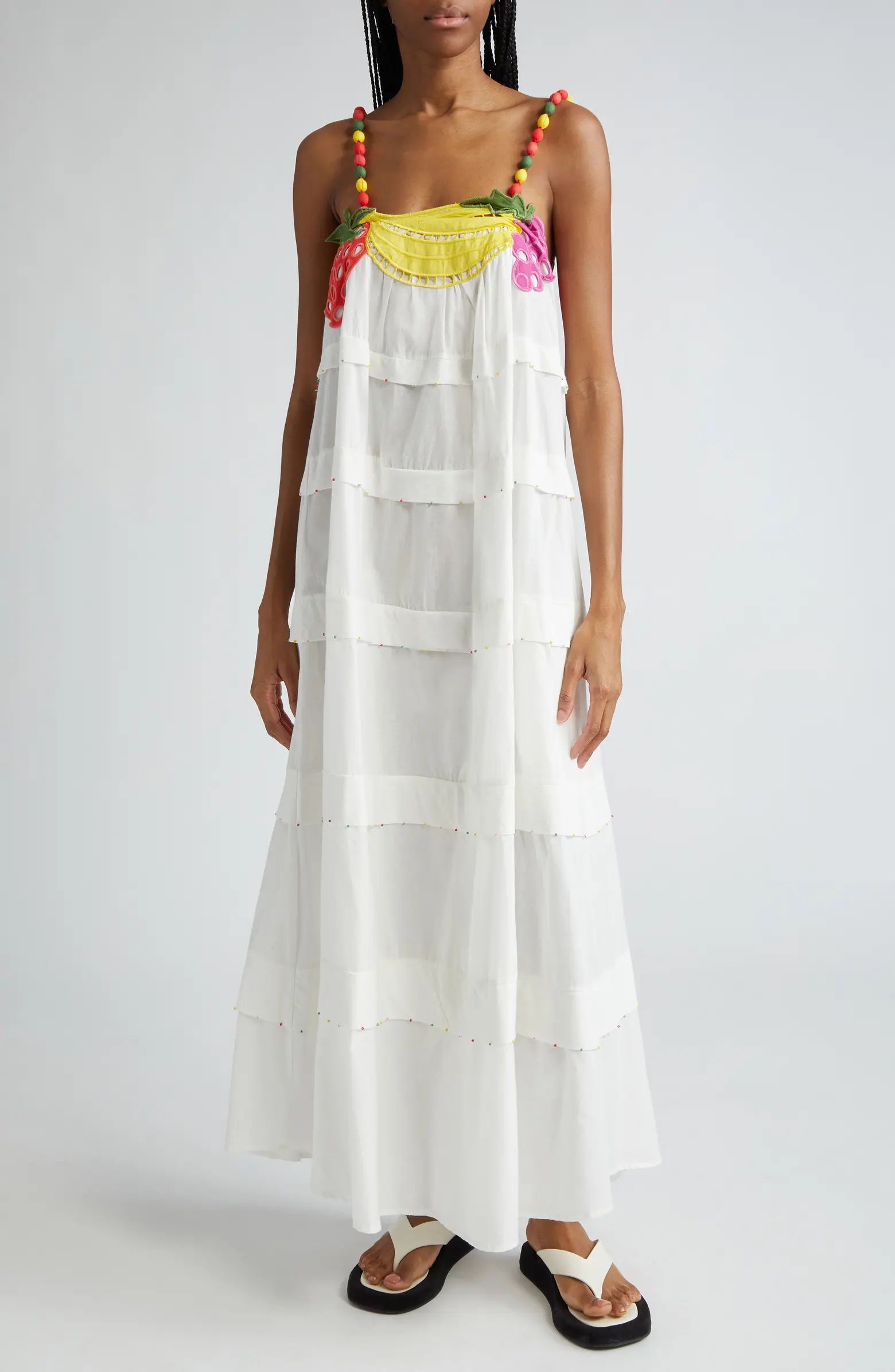 Fruits Richilieu Tiered Cotton Maxi Sundress | Nordstrom