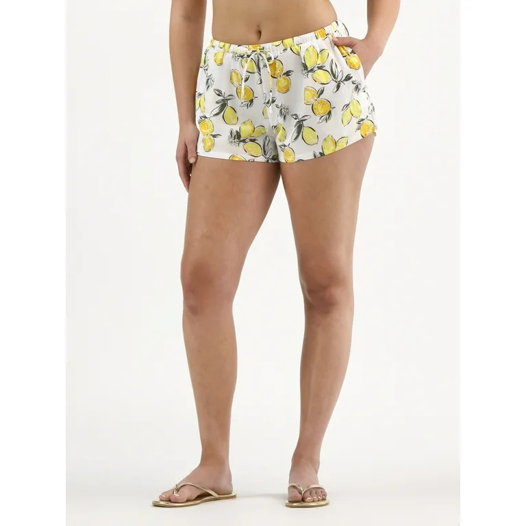 Free Assembly Women's Lemon Cotton Coverup Shorts, Sizes XXS-XXL - Walmart.com | Walmart (US)