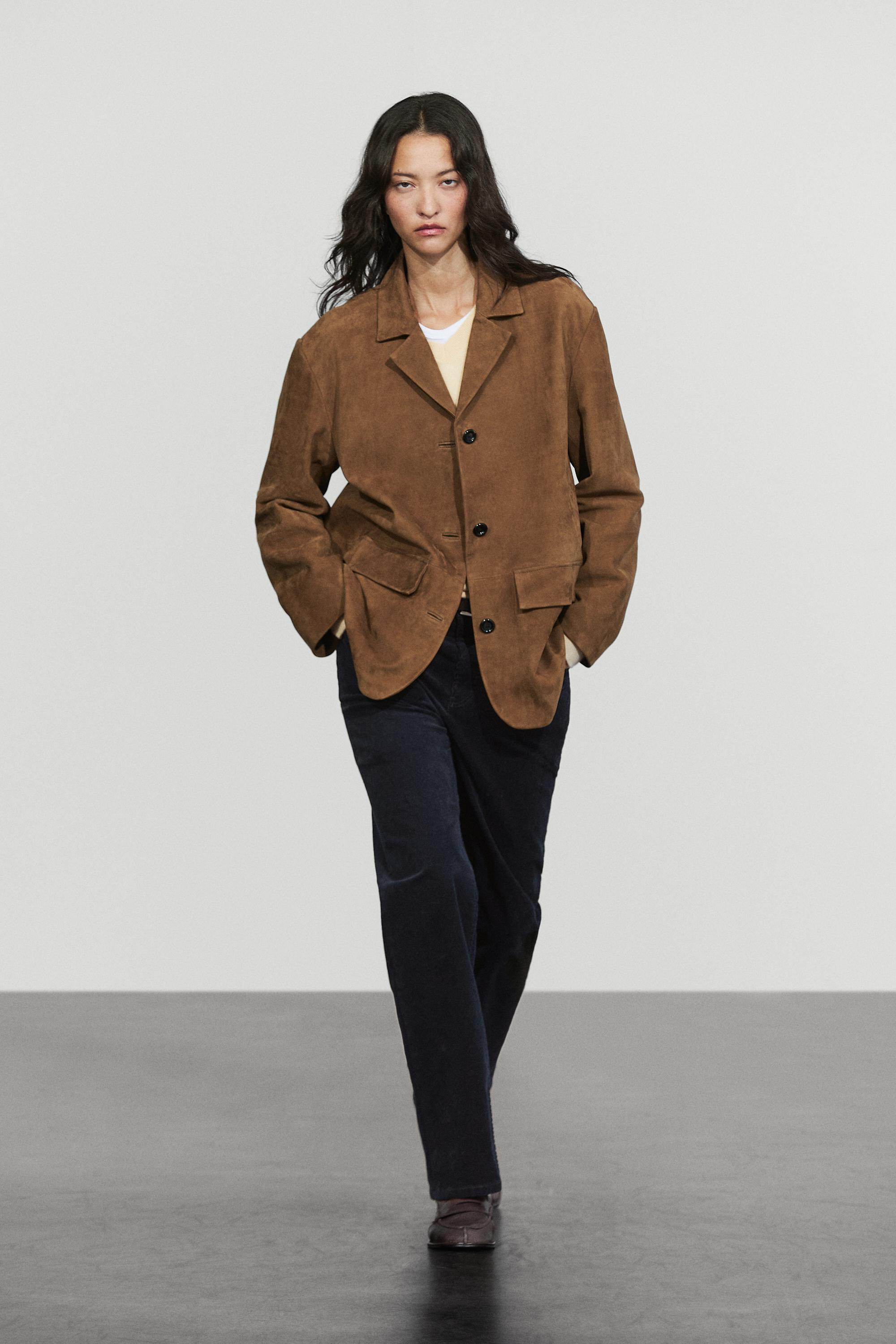 100% Suede lapel blazer | Massimo Dutti UK