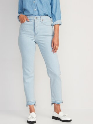 Extra High-Waisted Button-Fly Sky-Hi Straight Cut-Off Jeans for Women | Old Navy (US)