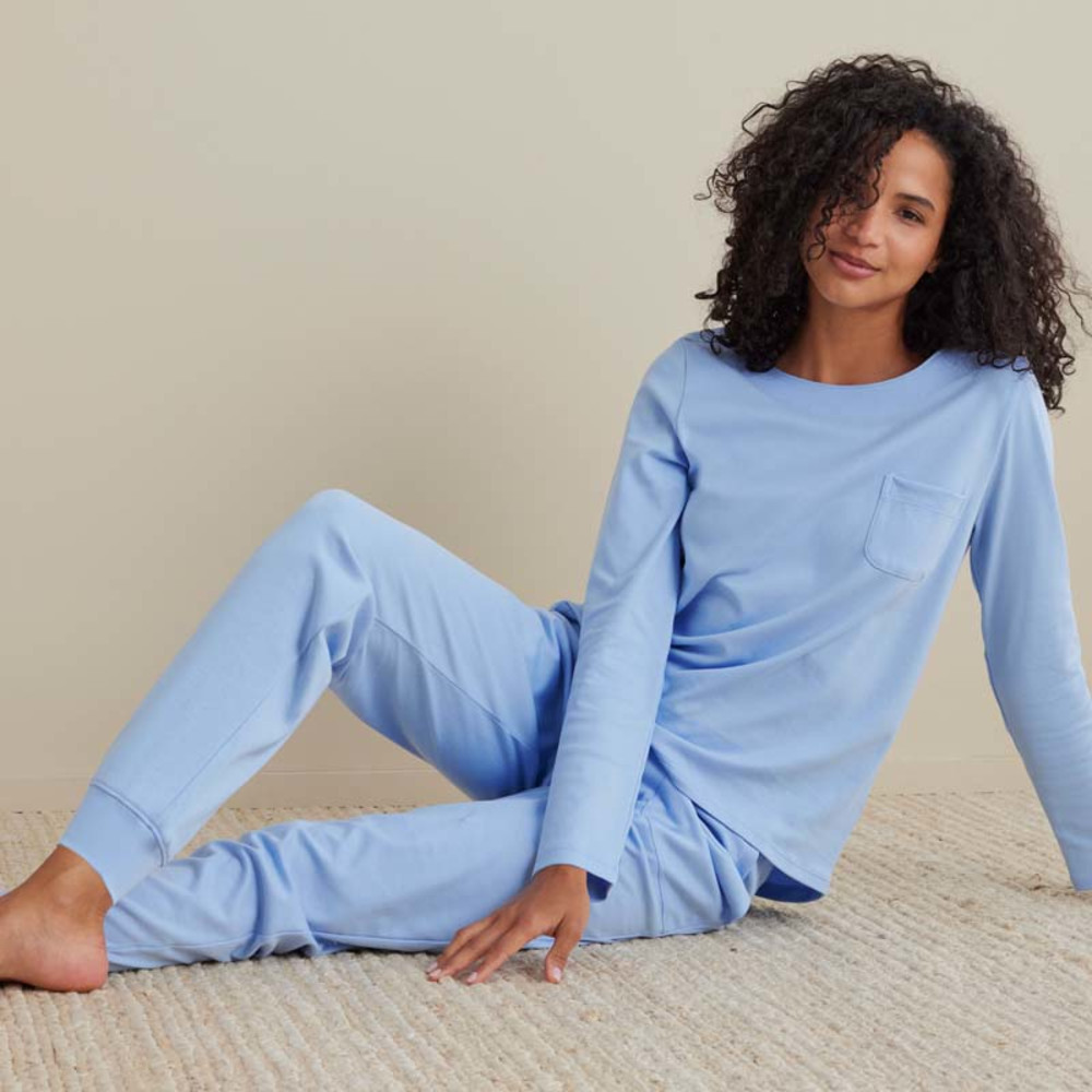 Pima Cotton Women's Jogger Pants Pajama Set - Periwinkle, XL | The Company Store