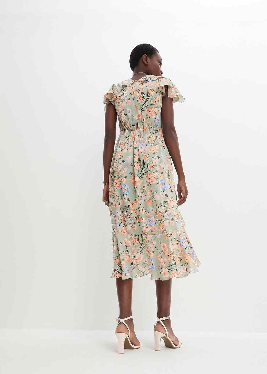 Crinkle-Kleid mit Volants | Bonprix DE