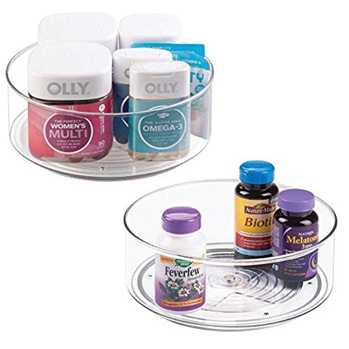 mDesign Deep Plastic Spinning Lazy Susan Turntable Storage Bin - Rotating Organizer for Vitamins, Su | Amazon (US)