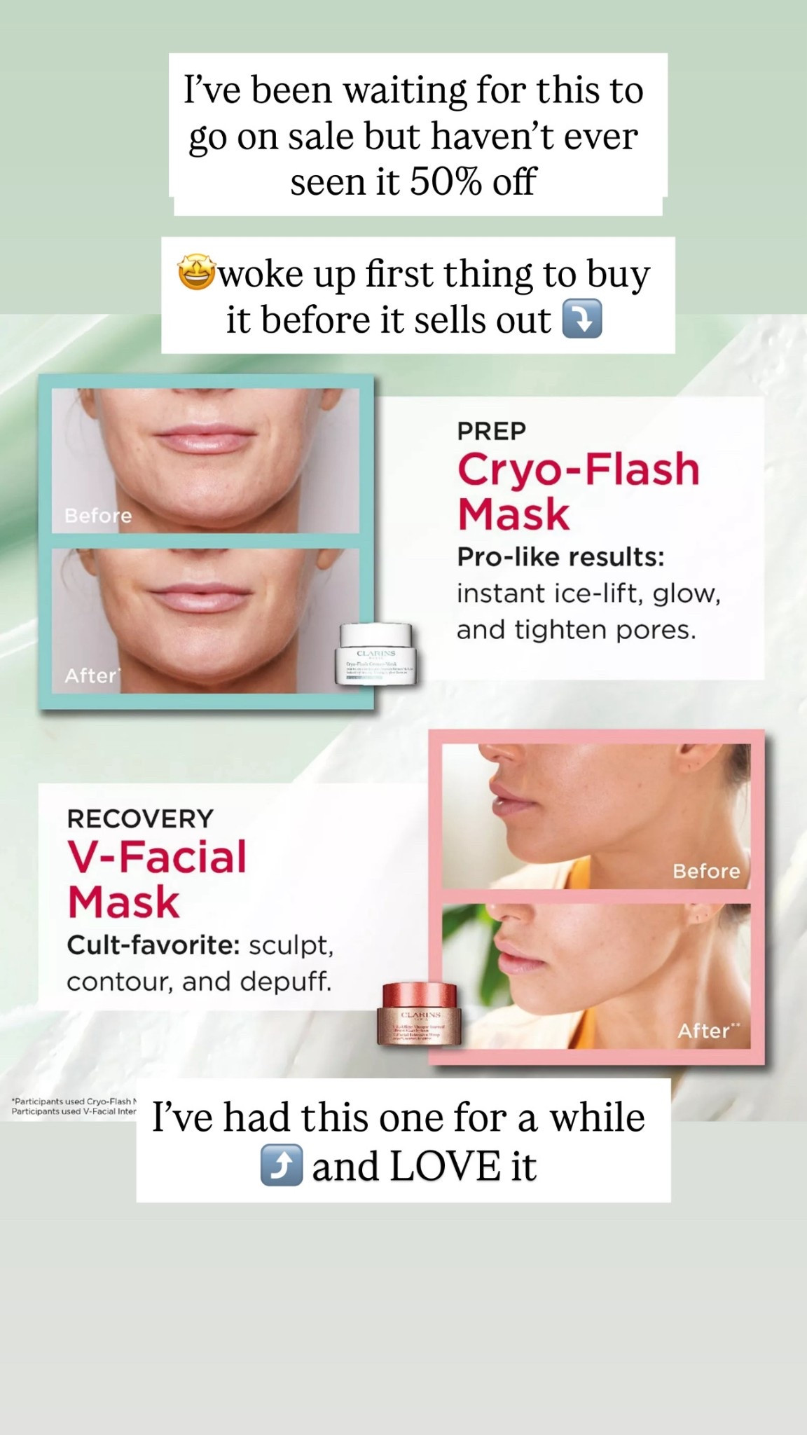 Viral face masks that feel amazing and work! Clarins 50% off today at Kohls Sephora 

#LTKgrwm #LTKSaleAlert #LTKBeauty