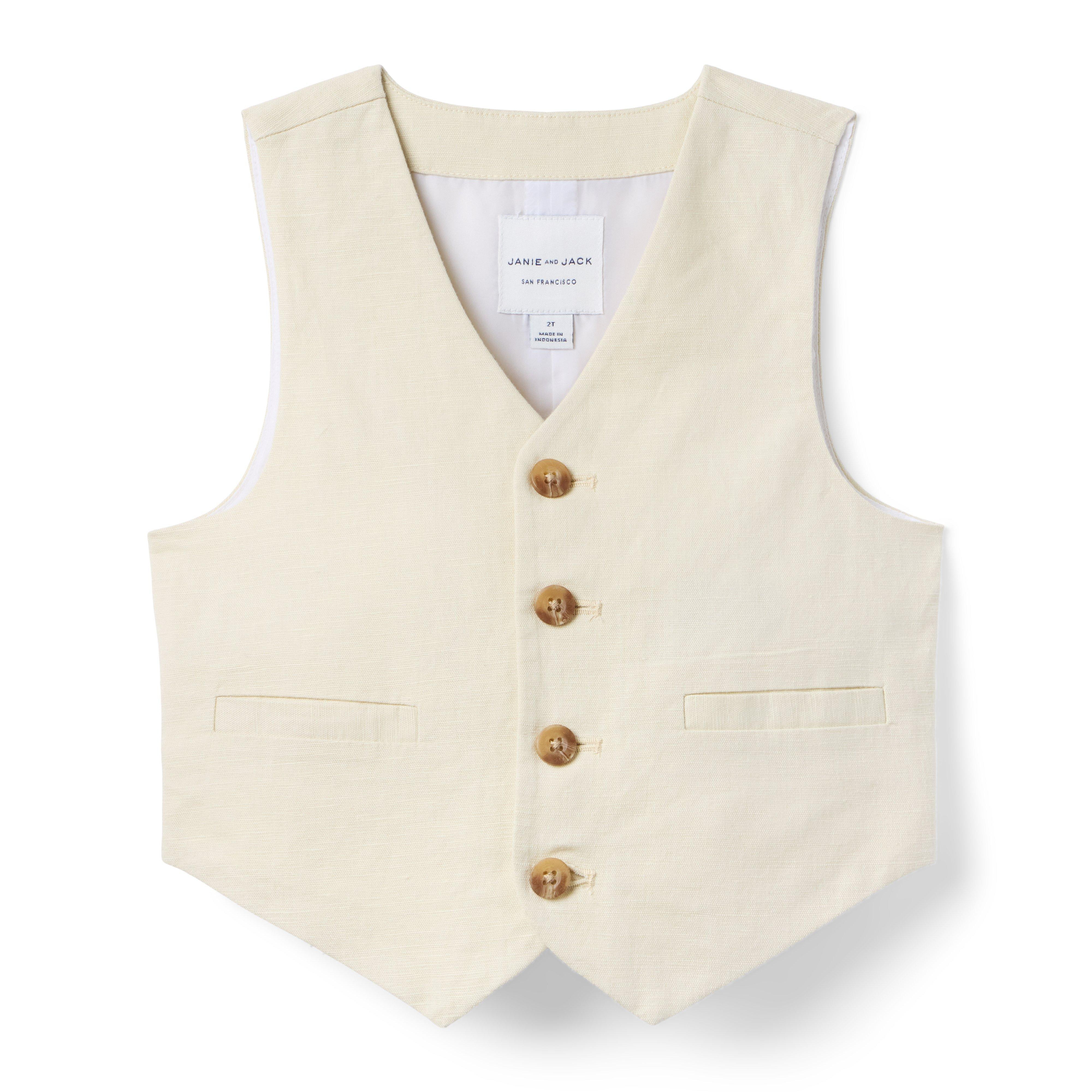 Janie and Jack | Linen-Cotton Vest - Khaki / 3 | Janie and Jack