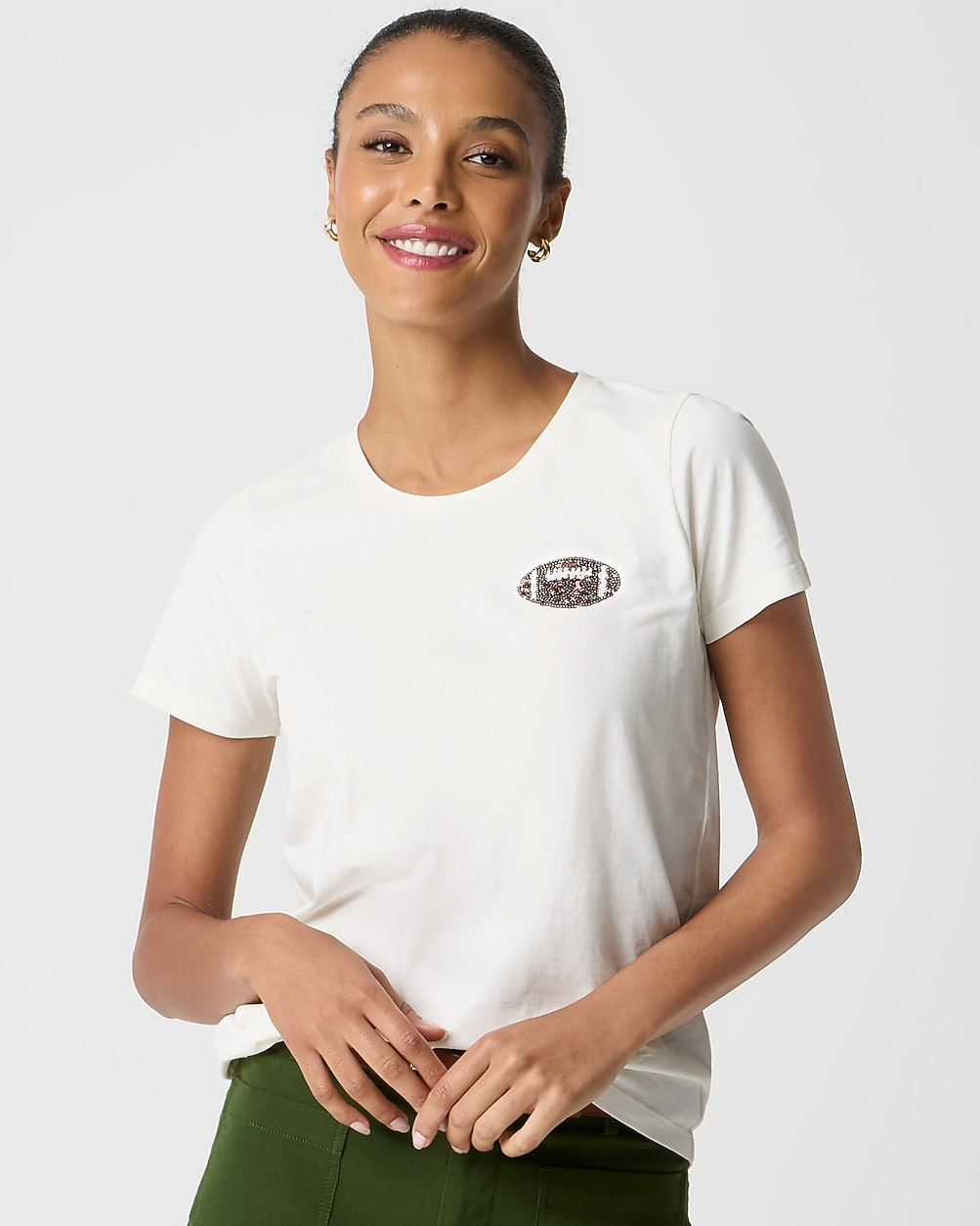 Sequin football tee | J.Crew Factory
