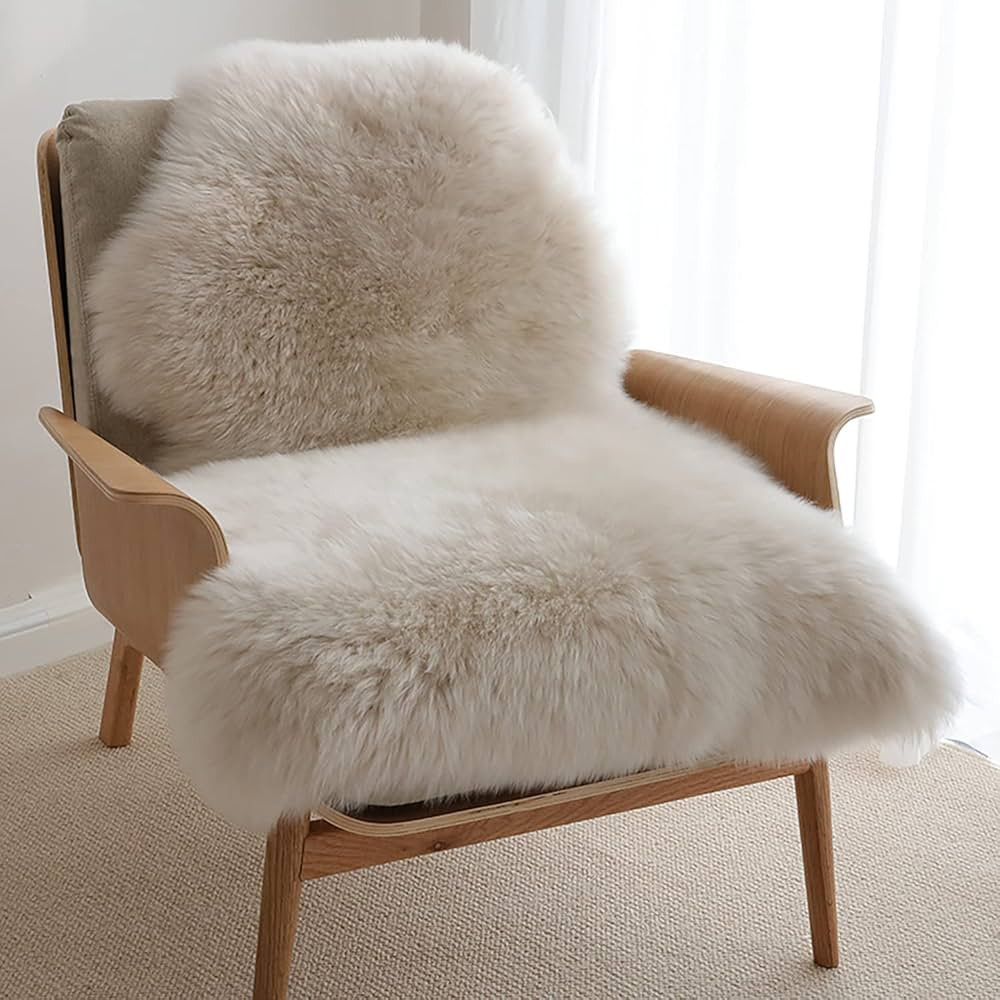 HUAHOO Premium Genuine Sheepskin Rug Linen Real Australia Sheepskin Natural Luxury Fluffy Lambski... | Amazon (US)