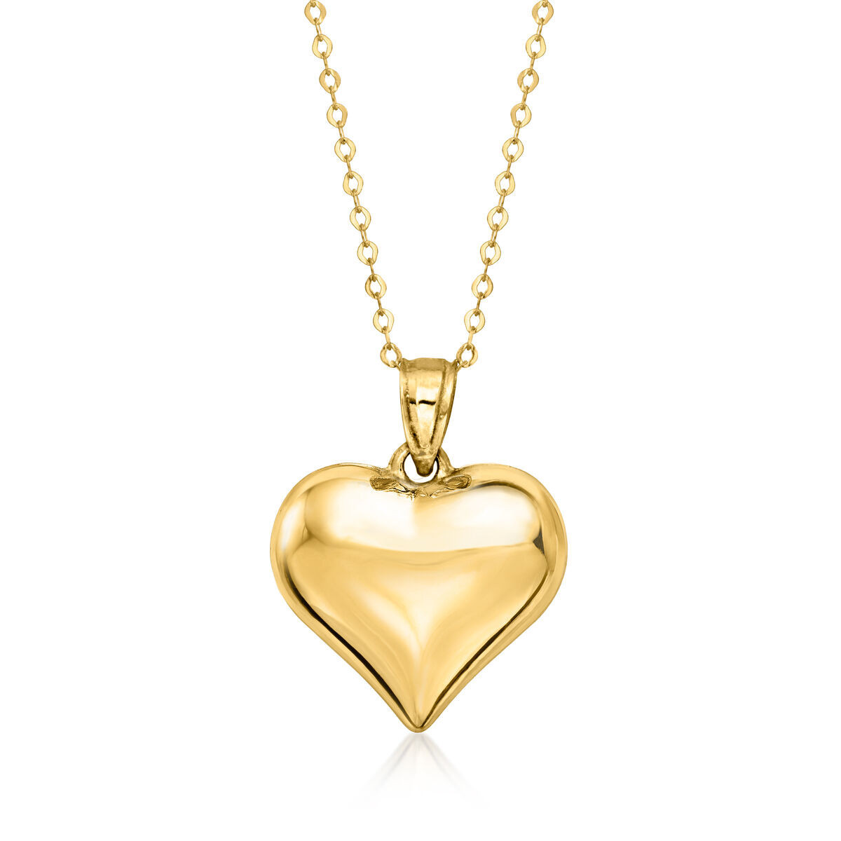 10kt Yellow Gold Puffed Heart Pendant Necklace. 16" | Ross-Simons