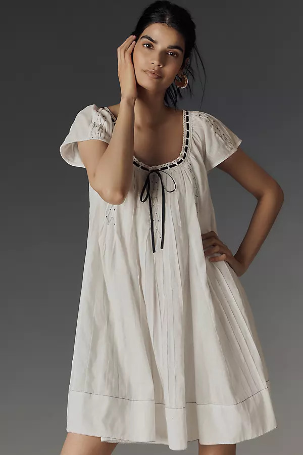 Tie Mini Swing Dress | Anthropologie (US)