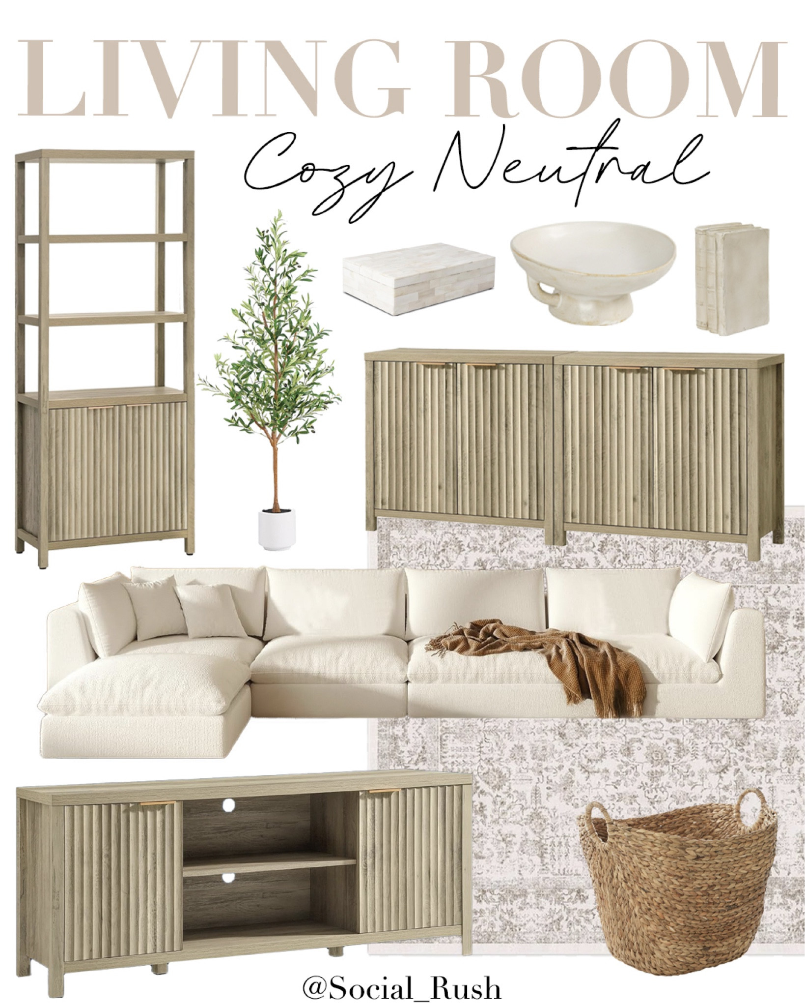 Neutral living room decor, cozy living room ideas, neutral home styling, modern farmhouse living room, minimalist living room design, cozy sectional sofa, light wood furniture, neutral area rug, woven basket decor, natural texture home decor, olive tree in planter, beige and cream color palette, cozy throw blankets, modern storage cabinets, elegant open shelving, neutral living room accessories, minimalist coffee table styling, earthy tones living room, boho modern living room, calm and serene living space

#LTKHome #LTKFamily #LTKStyleTip