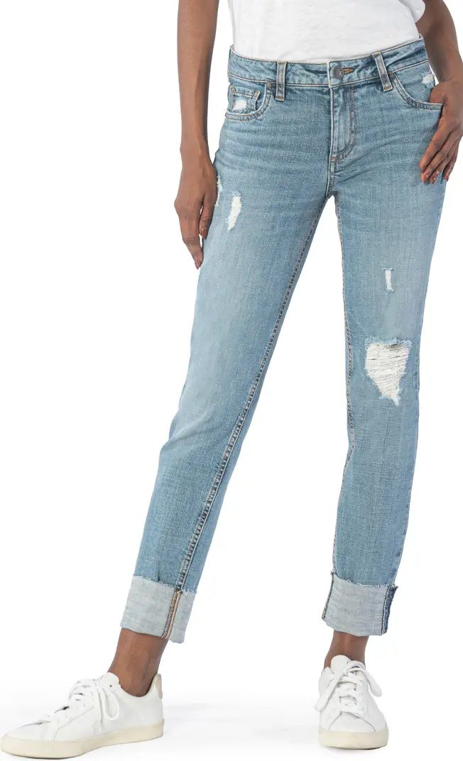 KUT from the Kloth Catherine Ripped Cuff Boyfriend Jeans | Nordstrom | Nordstrom