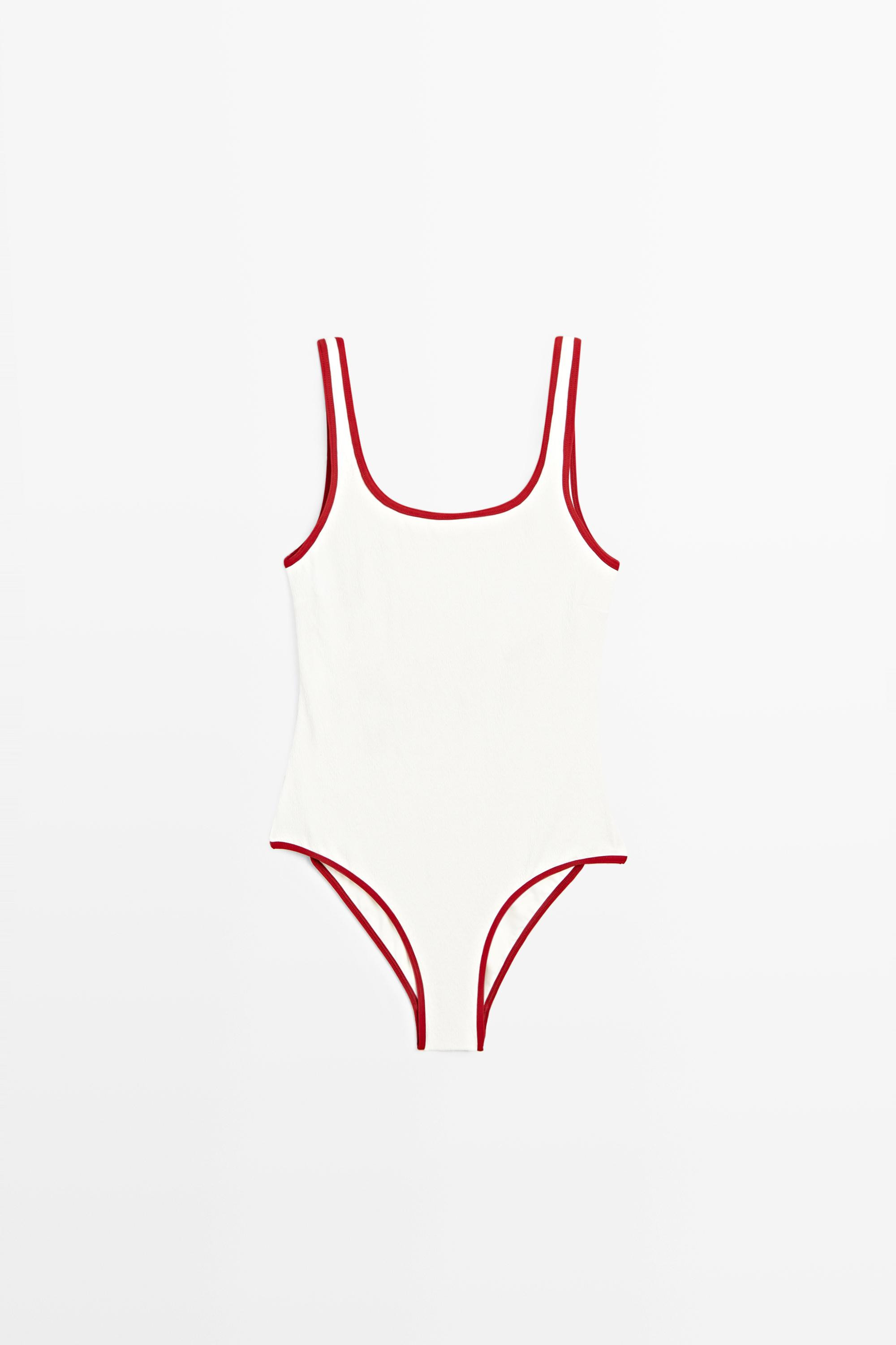 Contrast texture swimsuit | Massimo Dutti UK