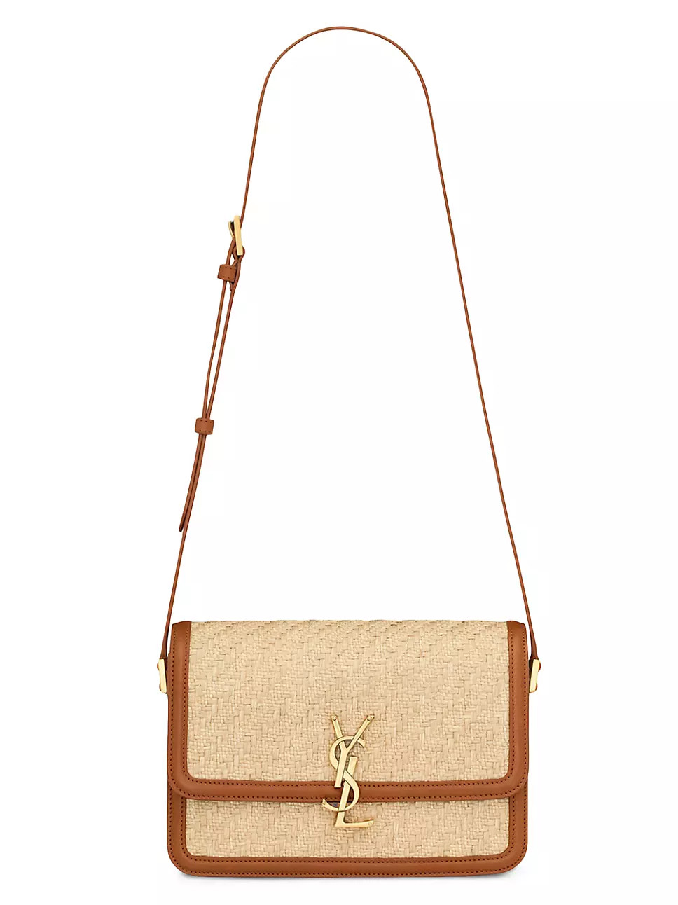 Solferino Medium Satchel in Raffia and Vegetable-tanned Leather | Saks Fifth Avenue