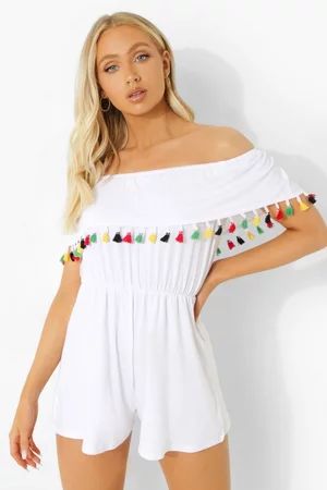 Tassel Bardot Playsuit | Boohoo.com (US & CA)