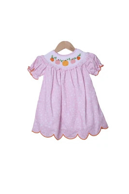Smocked Pumpkin Pink Floral Dress | The Smocked Flamingo