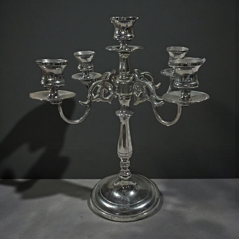 Vintage Chrome Plated Brass 5 Arm Candelabra | Etsy (US)