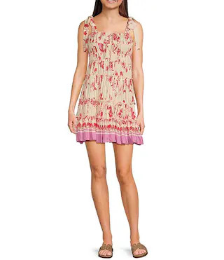 Tie Shoulder Floral Print Dress | Dillard's