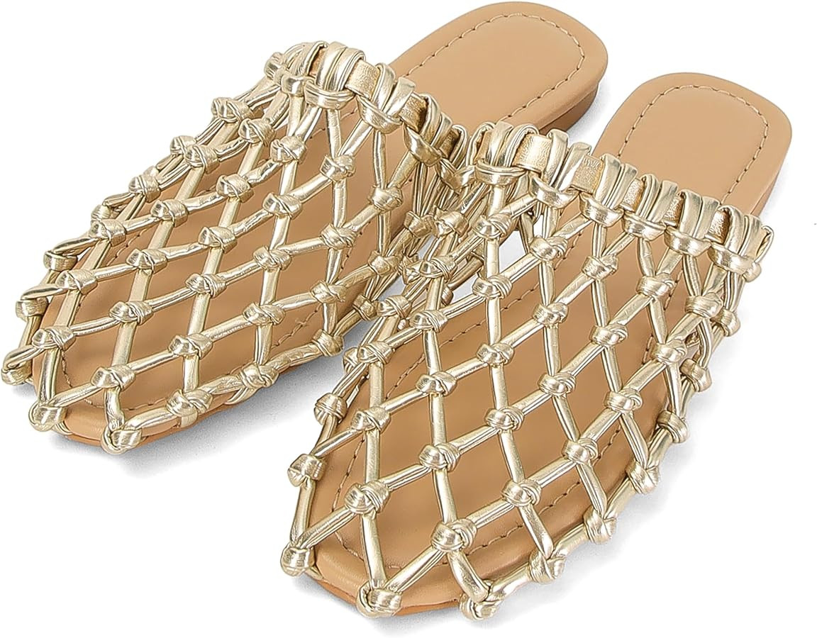 SOVANYOU Womens Slip on Mesh Flat Sandals Woven Mules Dressy Braided Flats Summer Beach Casual Cl... | Amazon (US)