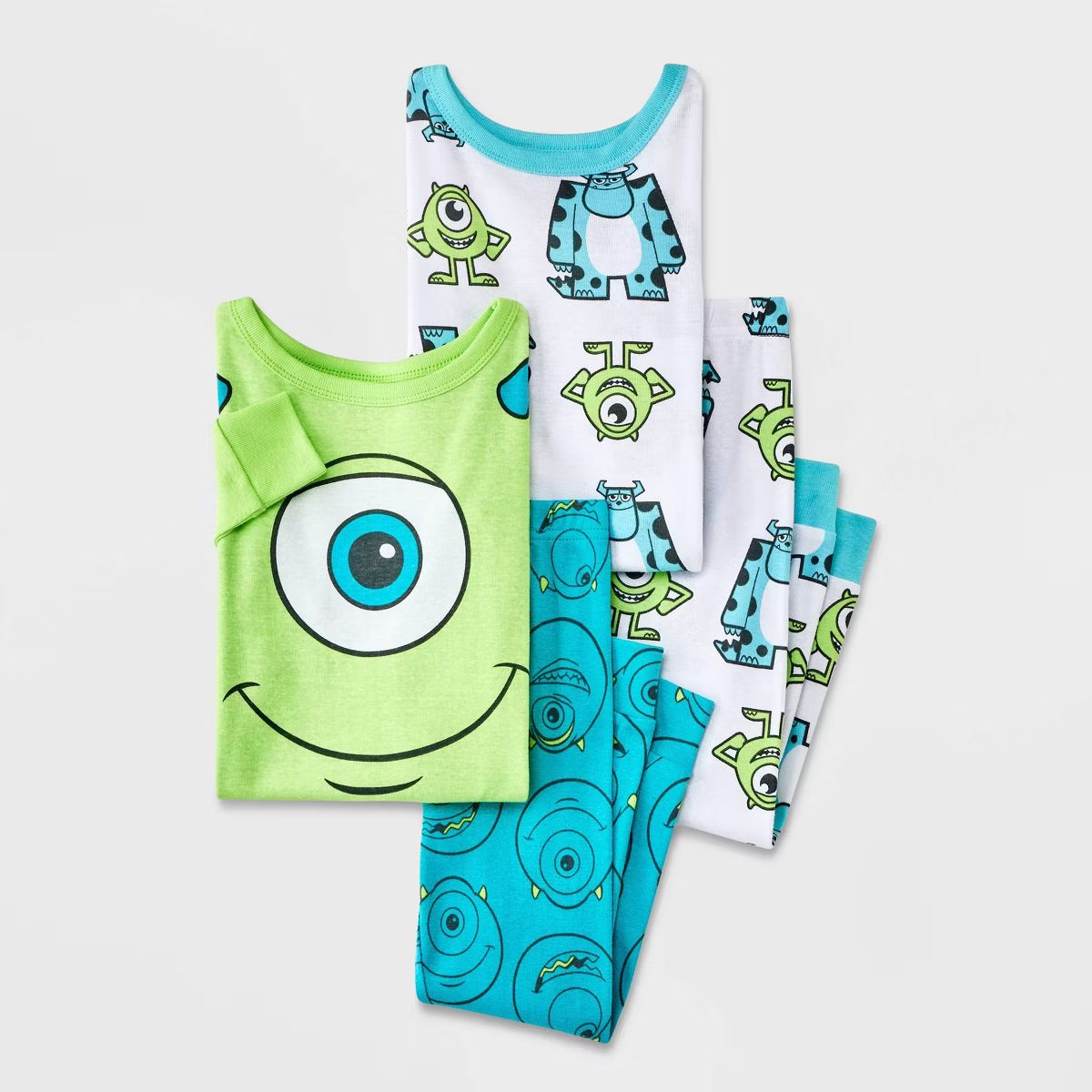 Toddler Boys' 4pc Snug Fit Monsters Inc. Cotton Pajama Set - Green | Target