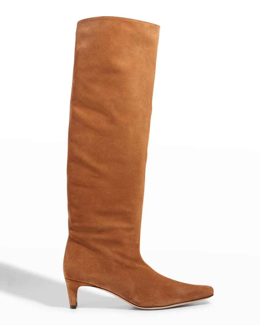 Staud Wally Suede Patchwork Tall Boots | Neiman Marcus