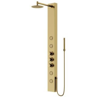VIGO Ellington 59 in. H x 6 in. W 4-Jet Shower Panel System with Round Head and Hand Shower Wand ... | The Home Depot