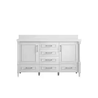 Willow Collections Hudson 60 in. W x 22 in. D x 36 in. H Single Sink Bath Vanity in White with 2 ... | The Home Depot
