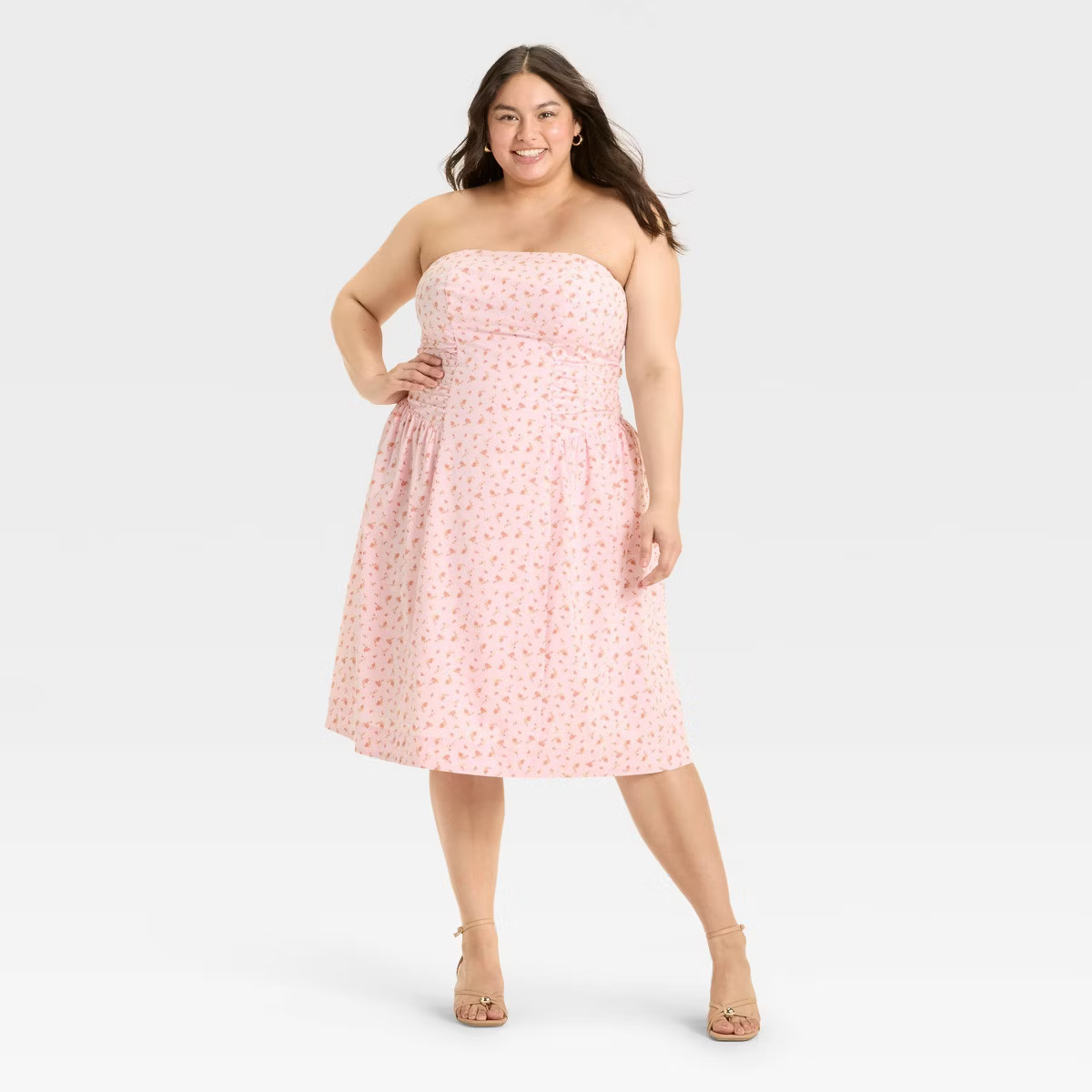 Women's Ruched Poplin Midi Tube Dress - Wild Fable™ | Target