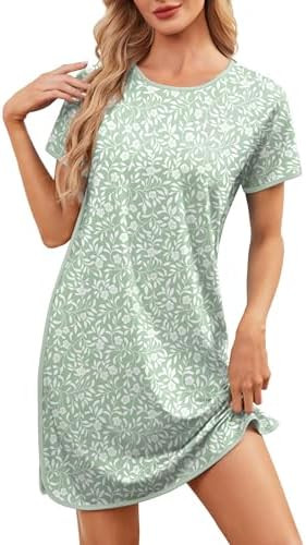 Nightgowns for Women House Dress Short Sleeves Lounge Dresses Night Gowns for Sleeping Soft Print... | Amazon (US)