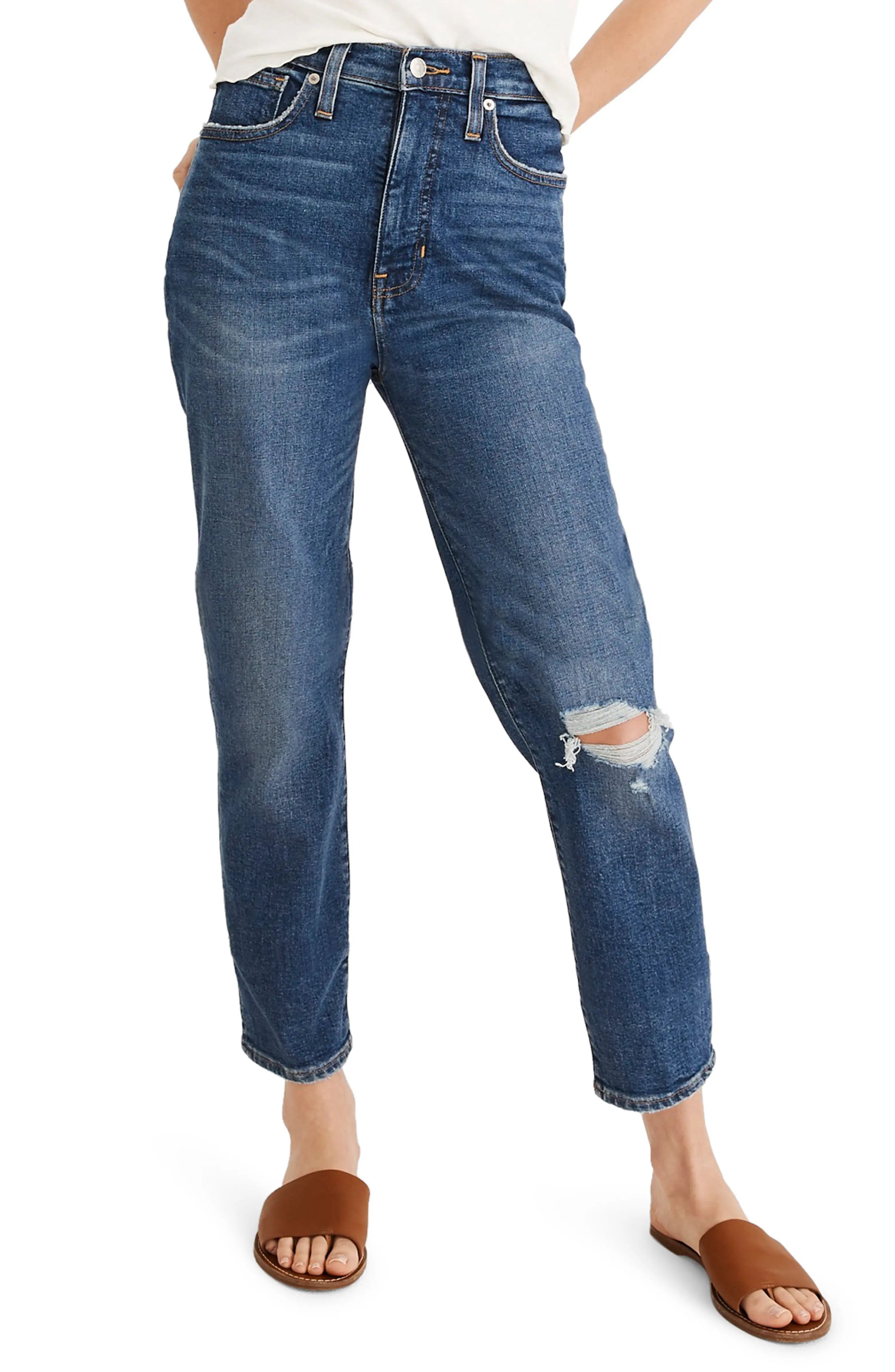 The Momjean Ripped High Waist Stretch Jeans | Nordstrom