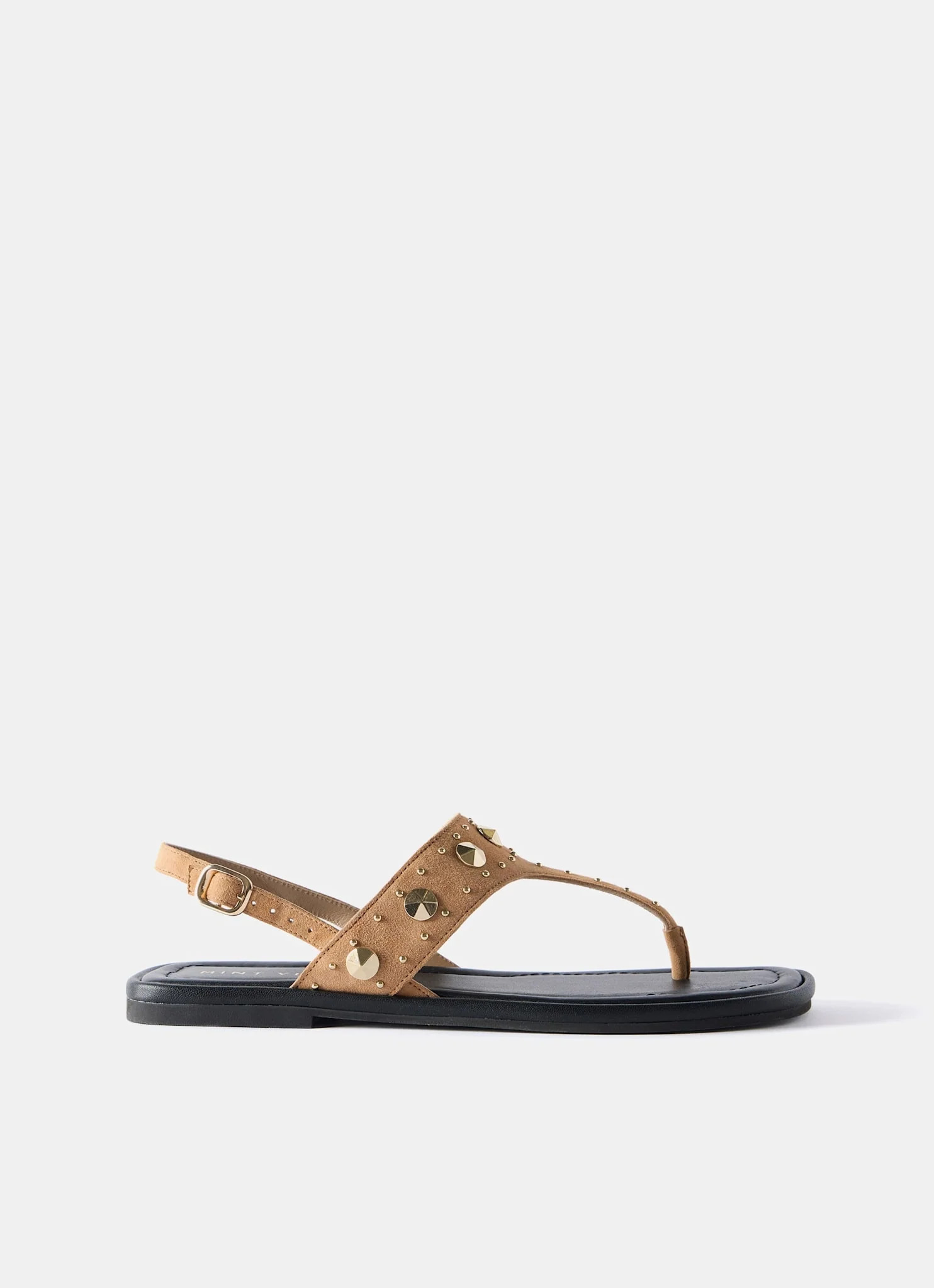 Tan Studded Sling Back Flat Sandals | Mint Velvet