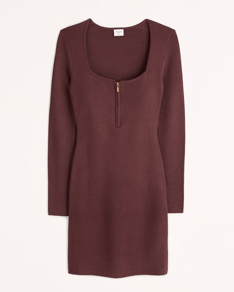 Long-Sleeve Half-Zip Mini Sweater Dress | Abercrombie & Fitch (US)
