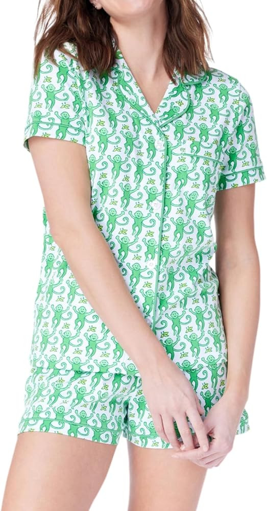 Womens Y2k Pajamas Set 2 Piece Button Down Monkey Shorts Set Roller Dupes Rabbit Preppy Loungewea... | Amazon (US)