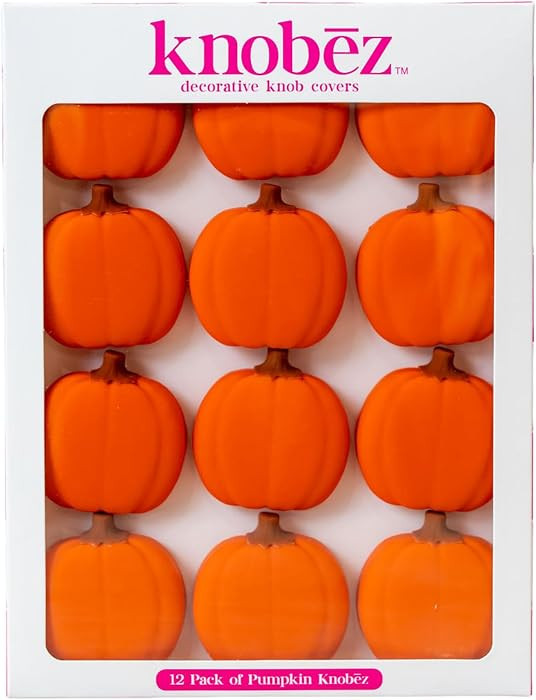Knob\u0113z: Decorative Knob Covers - Pumpkin - 12pk - Stretch Over Hardware Decorations, Cozy Se... | Amazon (US)