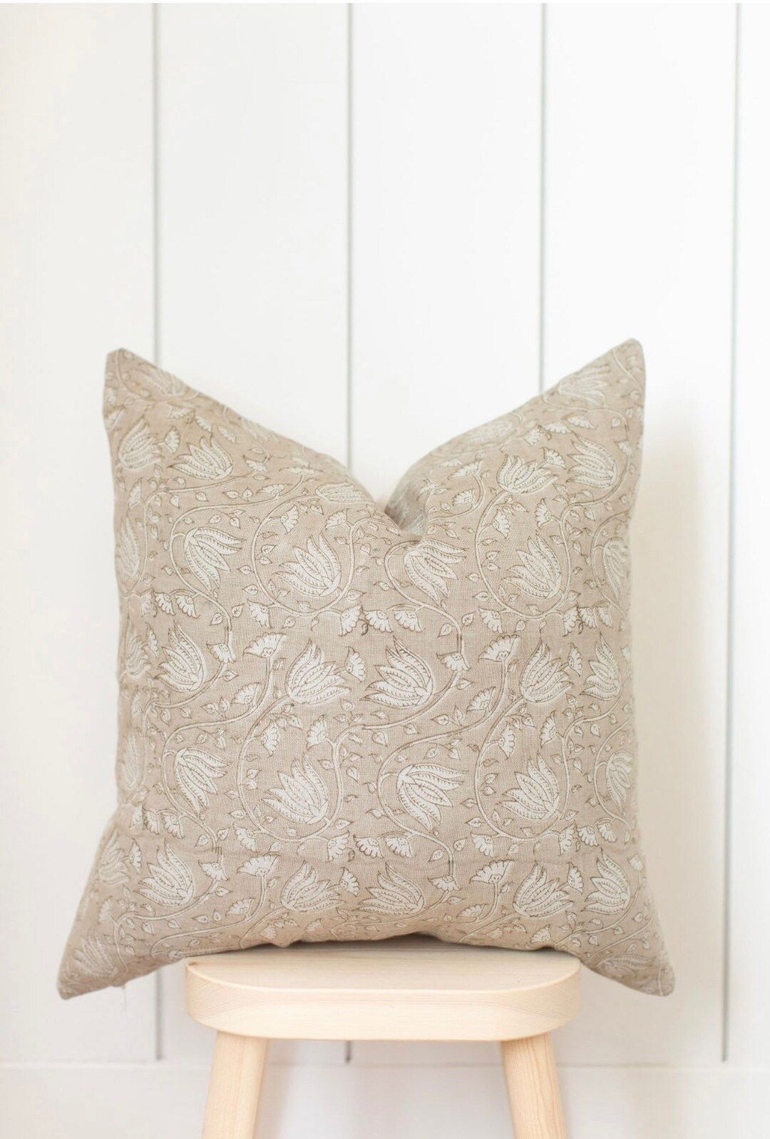 Designer Pillow Cover viola Tan White Floral High - Etsy | Etsy (US)