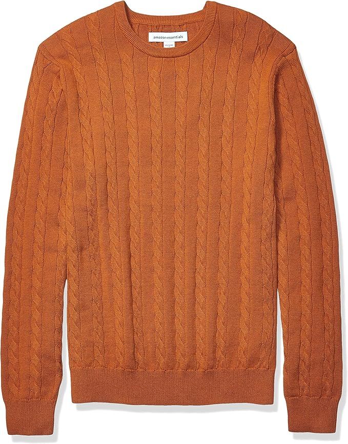 Amazon Essentials Men's Crewneck Cable Cotton Sweater | Amazon (US)