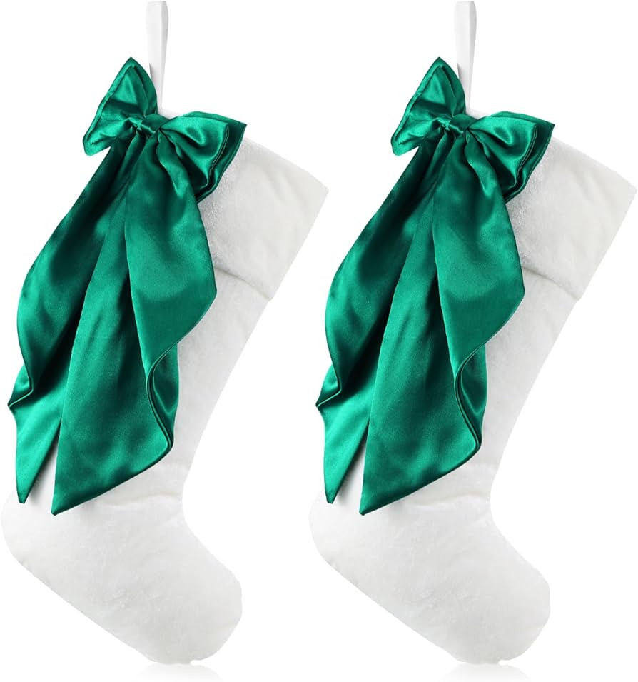 Seematn 2 Pcs Christmas Stockings 20 Inch Large Christmas Velvet Stocking with Double-Layer Silk ... | Amazon (US)