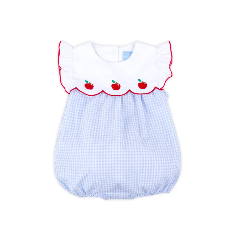 Apple Scalloped Light Blue Gingham Amelia Bubble | Classic Whimsy