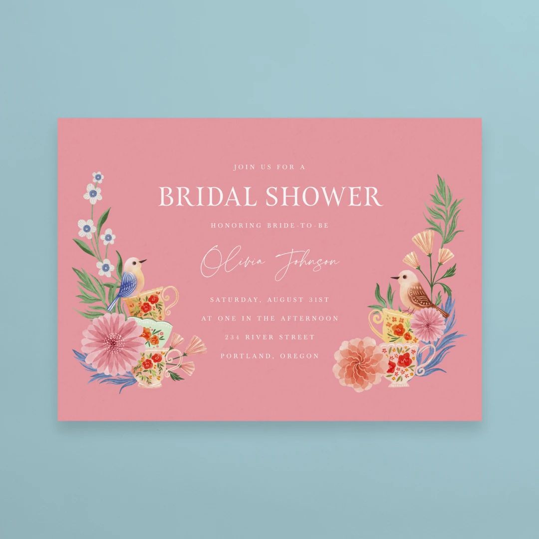Garden Tea Party Pink Bridal Shower | Postable | Postable