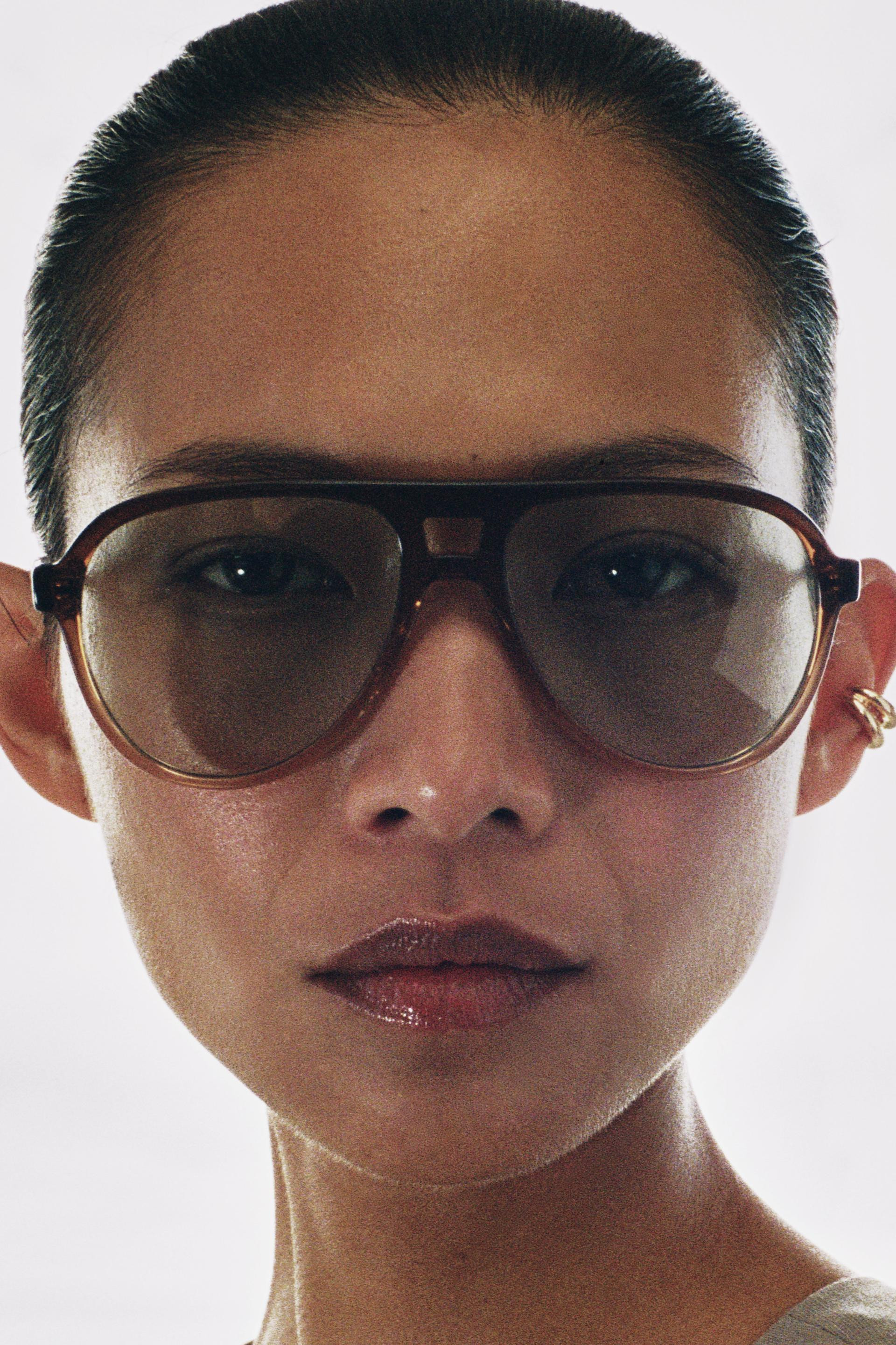 Zara - Aviator Sunglasses - Brown - M - Woman | Zara US