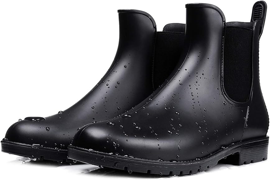 smiry Women's Short Rain Boots Waterproof Anti Slip Rubber Ankle Chelsea Booties | Amazon (US)